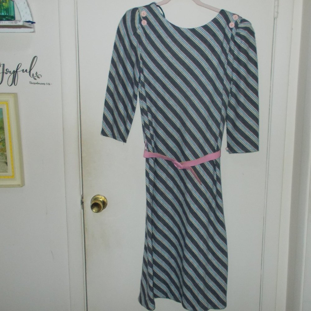 Vintage Striped Dress Gray/Multi Color Size 11